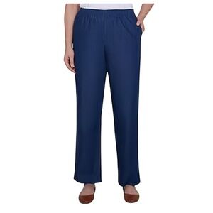 Alfred Dunner Classics Navy Blue Elastic Waist Pull On Pants Size 12 Short NEW